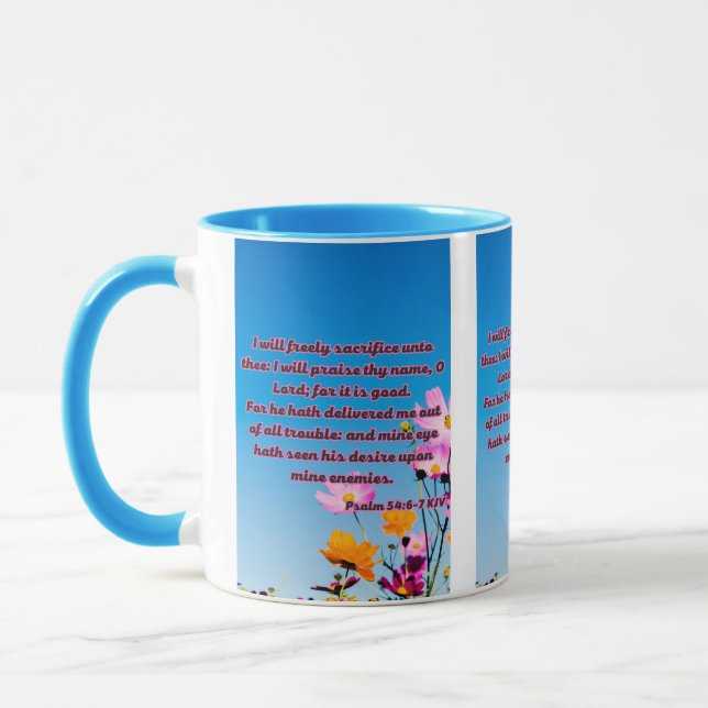 Mug Psaume 54:6-7 KJV Bible Écriture Pic Deux Tons (Gauche)