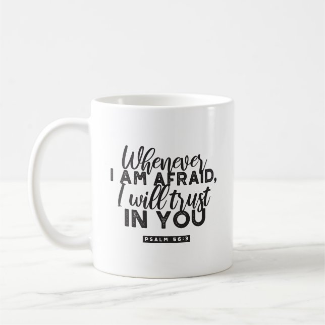 Mug Psaume 56:3 Bible Verse Art "Je ferai confiance en (Gauche)