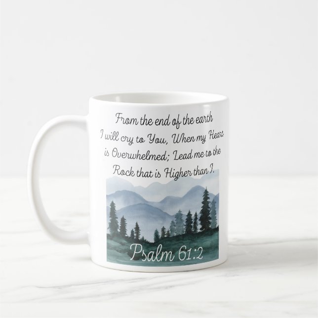 Mug Psaume 61:2 Mène-moi à la Bible Rocheuse Verse (Gauche)