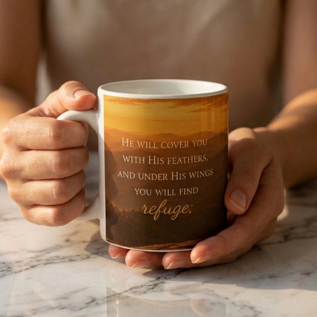 Mug Psaume 91:4 Encouragement chrétien  (Créateur téléchargé)