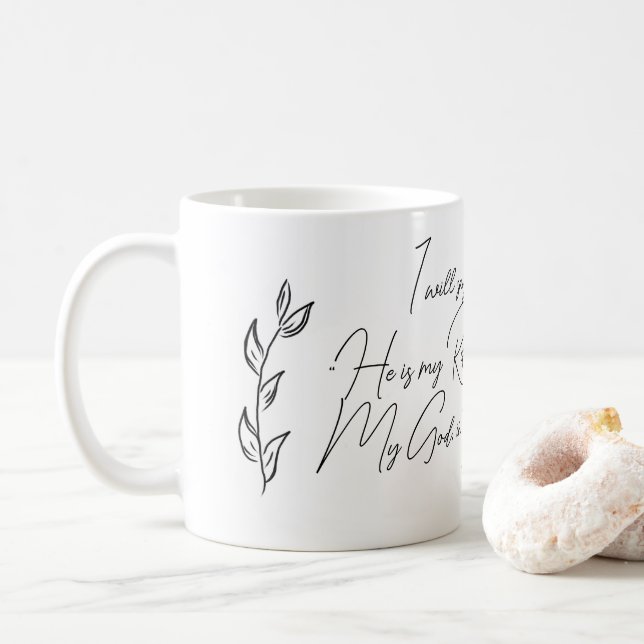 Mug Psaume 91 Bible Feuille moderne Bible Verse (Avec donut)