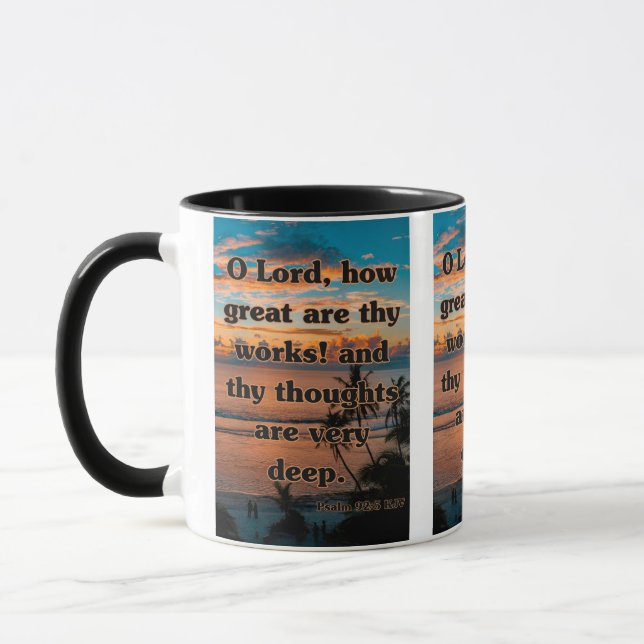 Mug Psaume 92:5 KJV Bible Verse Pic Deux Tons (Gauche)