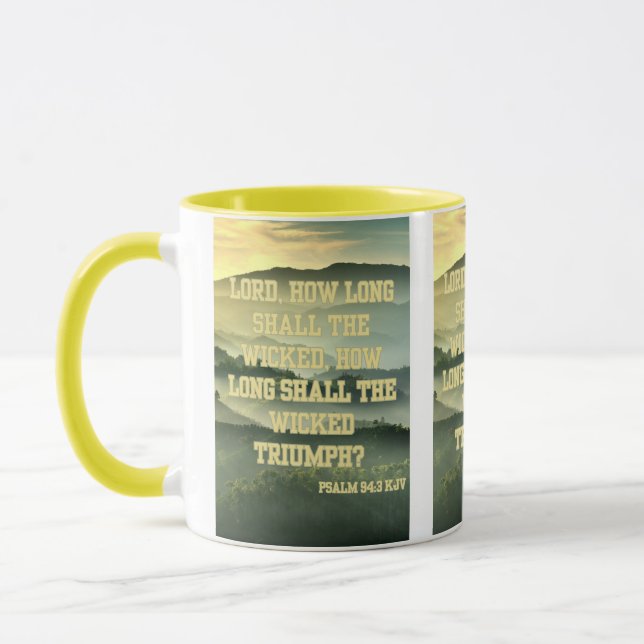 Mug Psaume 94:3 KJV Bible Verse Pic Deux Tons (Gauche)