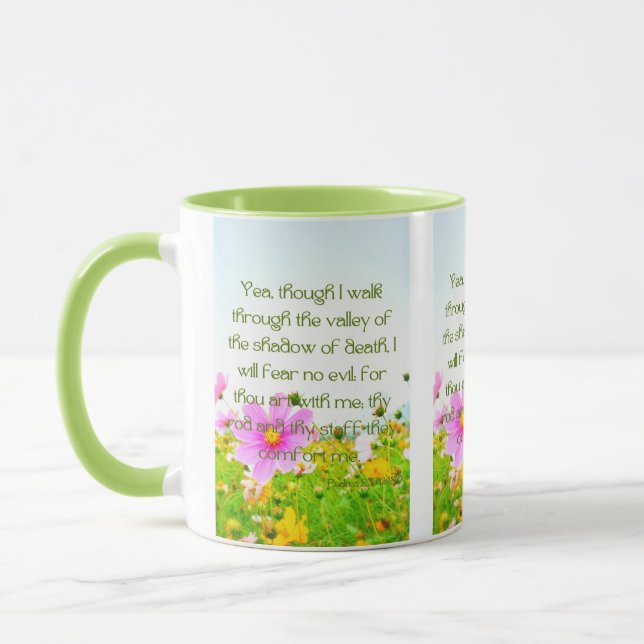 Mug Psaumes 23:4 KJV Bible Écriture Pic Deux Tons (Gauche)