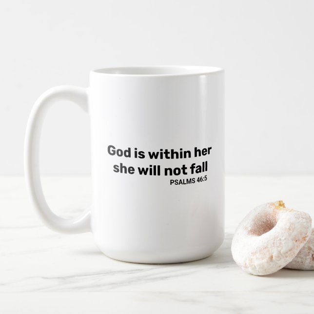 Mug Psaumes 46:5 Dieu est dans son verset biblique (Avec donut)