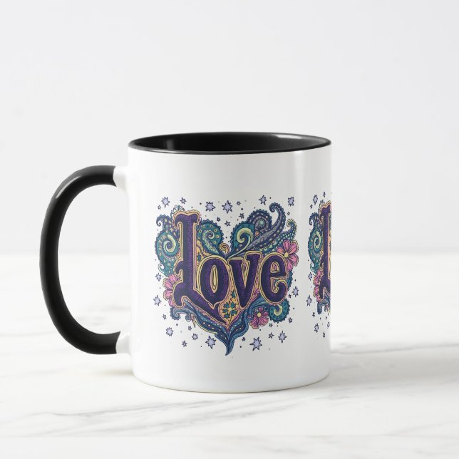 Mug Psychédélique Boho Love Letting avec Accent Floral (Gauche)