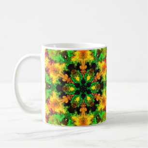 Mug Psychédélique Hippie Fleur vert orange et jaune