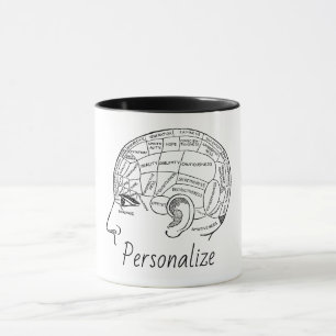 Mug Psychologie vintage phréologie psychiatrie cerveau