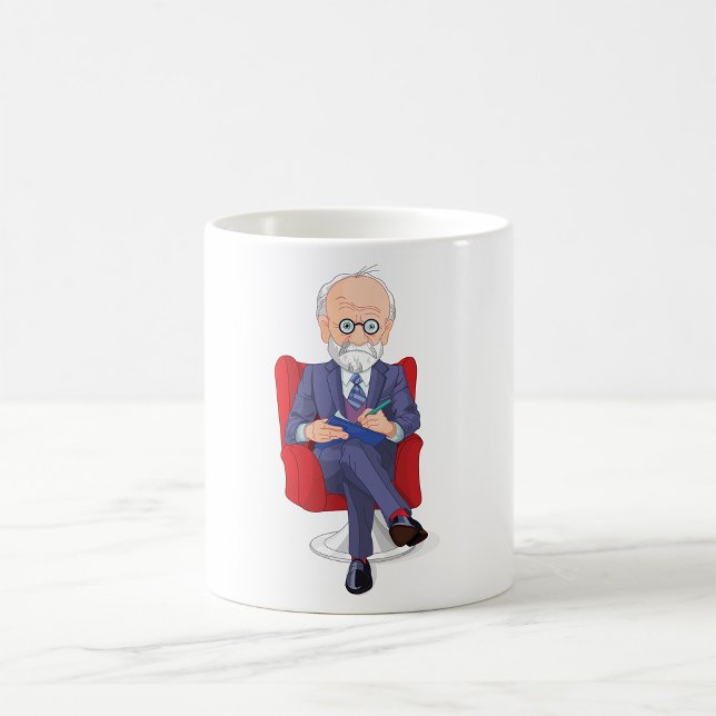 Mug Psychologue en costume avec Bloc-notes assis (Créateur téléchargé)