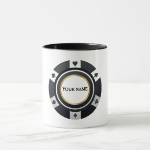 Mug Puce de poker personnalisable noir blanc