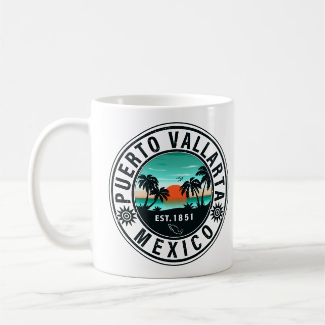 Mug Puerto Vallarta Mexique Retro Sunset Souvenirs 60s (Gauche)
