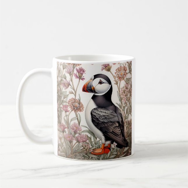 Mug Puffin élégant William Morris Inspiré Floral (Gauche)