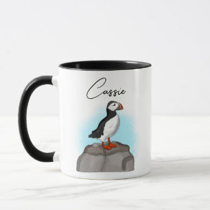 Mug Puffin personnalisé sur un rocher