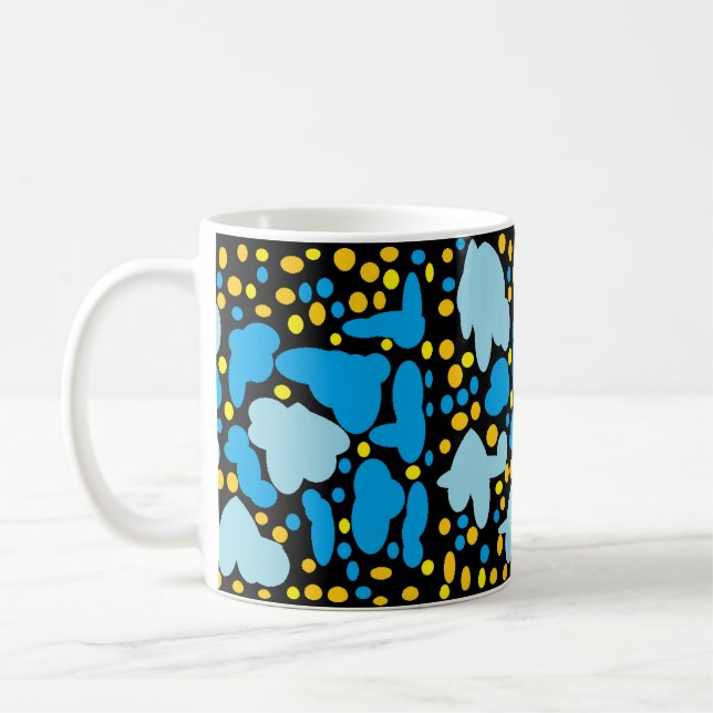 MUG PUFS BLEUS CLAIRS ET BLEU MOYEN AVEC POINTS DE CIT (Gauche)