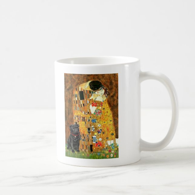 Mug Pug 13 (noir) - Le Baiser (Droite)