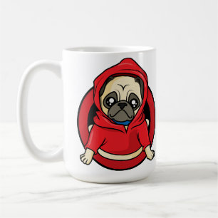 Mug Pug en sweat à capuche rouge
