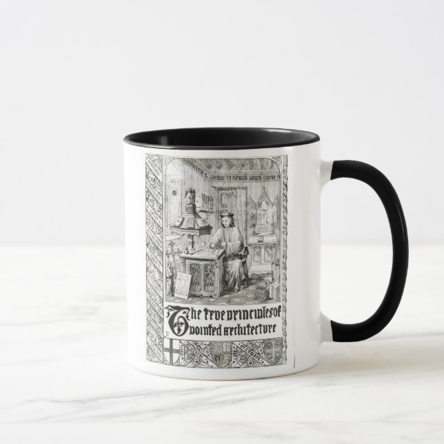 Mug Pugin au travail, frontispice 'des principes vrais (Droite)