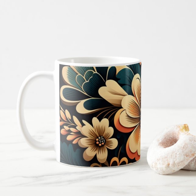 Mug Puissance de fleur boho rétro (Avec donut)
