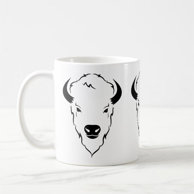 Mug Puissance résiliente : Art de tête de buffle sauva (Gauche)