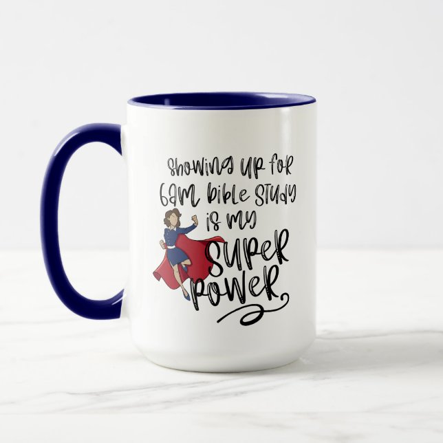 Mug PUISSANCE SUPER SOEUR (Peau légère) Marine à deux  (Gauche)