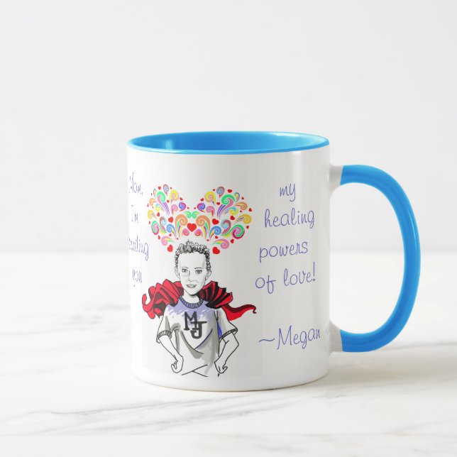 Mug Puissances curatives de l'amour - Megan le héros (Droite)