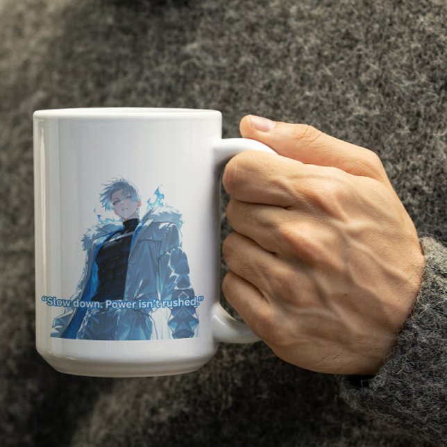 Mug Puissant cheveux blancs Anime Guy (Créateur téléchargé)