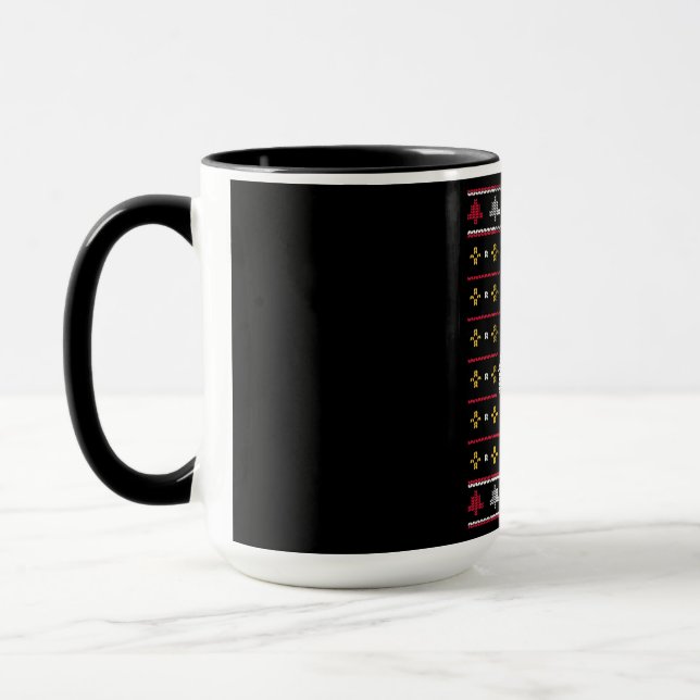 Mug Pull moche, visage de Santa adorable, pull de Noël (Gauche)