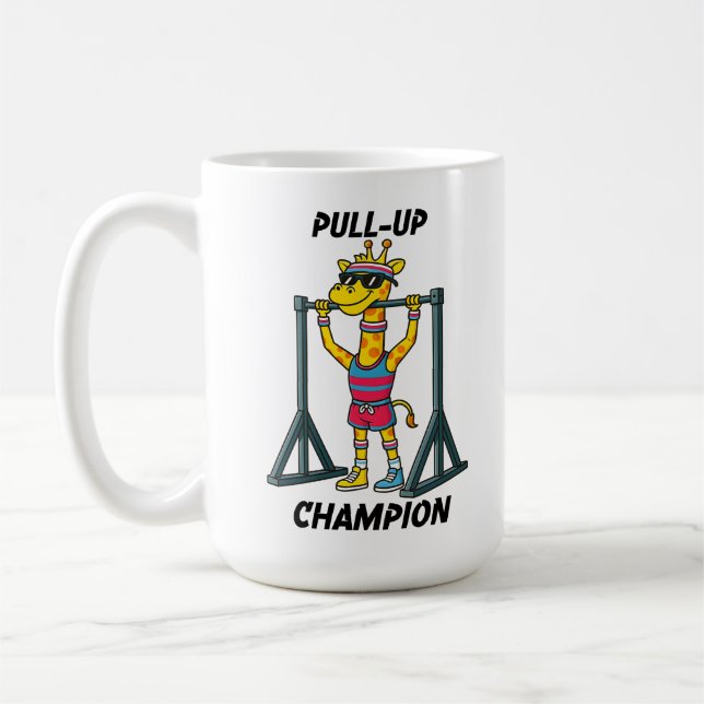 Mug Pull-Up Champion – Funny Giraffe Workout Design (Gauche)