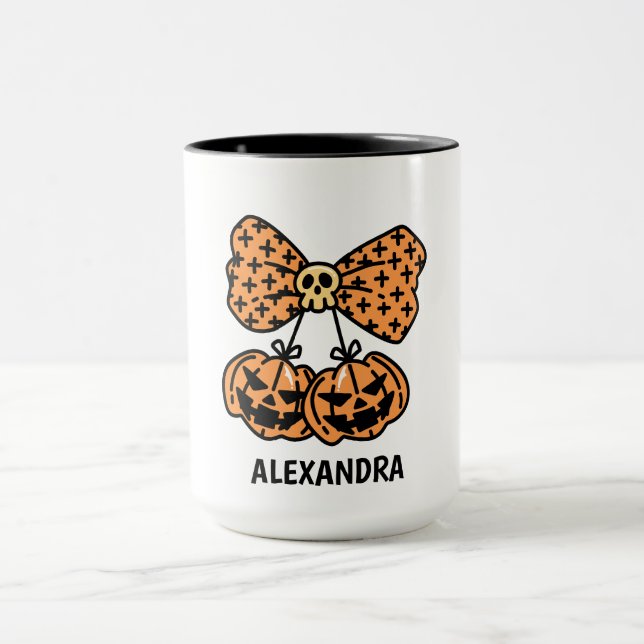 Mug Pumpkin and skull boo Halloween Personalized Name  (Centre)