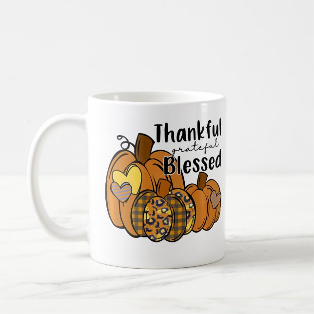 Mug Pumpkin Leopard Thankful Grateful Blessed Thanksgi (Gauche)