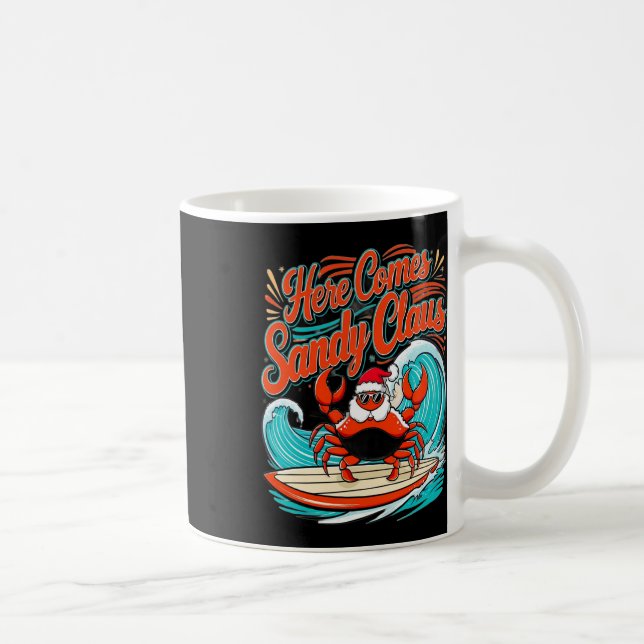 Mug Pun de crabe de Noël mignon Santa Hat (Droite)