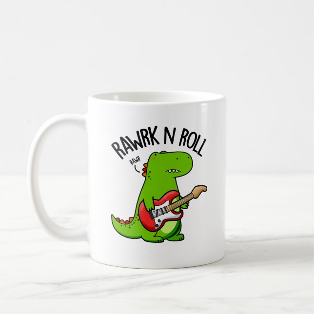 Mug Pun Dinosaure Rocker Rawrk Et Roll Drôle (Gauche)