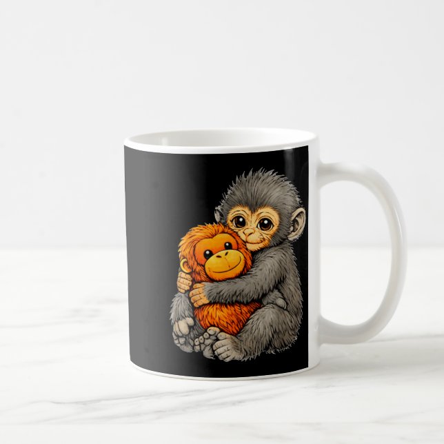 Mug Punch monkey drôle mignon bébé animal câlin peluch (Droite)