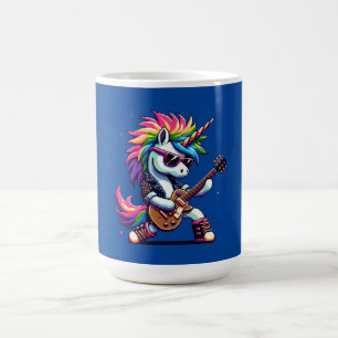Mug Punk Rock Unicorn Colorful Pixel Art Guitare Desig