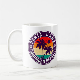 Mug Punta Cana Dominicaine Palm Tree Retro Sunset
