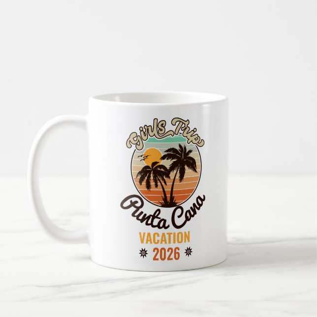 Mug Punta Cana Dominicaine Palm Tree Retro Sunset 60s (Gauche)