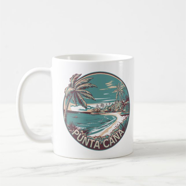 Mug Punta Cana Dominican Republic Travel Art Badge (Gauche)