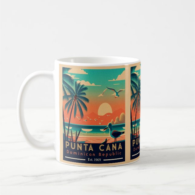 Mug Punta Cana DR Retro Sunset Souvenirs 1960 (Gauche)