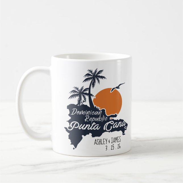 Mug Punta Cana Marine Retro Coucher de soleil Mariage  (Gauche)