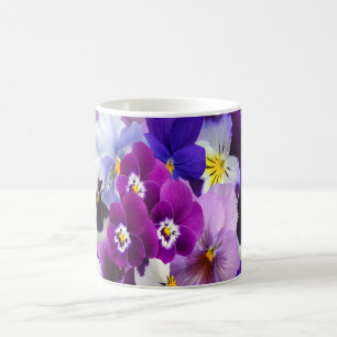 Mug Purple Bleu Blanc Pansy Fleurs Florales