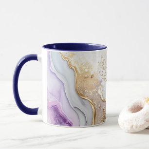 Mug Purple Blue Gold Aquarelle Laver l'encre d'alcool