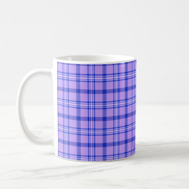 Mug Purple Blue Plaid Classic Pattern Bright (Gauche)