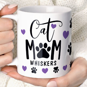 Mug Purple Chat Maman Pawprint Personnalisé Animaux de