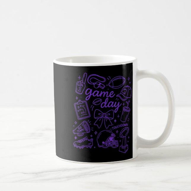 Mug Purple Coquette Bow Cheer Game Day Doodle Touchdow (Droite)