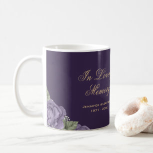 Mug Purple Gold Floral Photo Funérailles commémorative