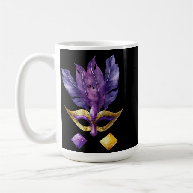 MUG PURPLE & GOLD MARDI GRAS MASQUES & FEATHES (Gauche)