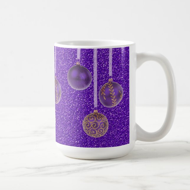 Mug Purple Gold Parties scintillant Joyeux Noël Bauble (Droite)