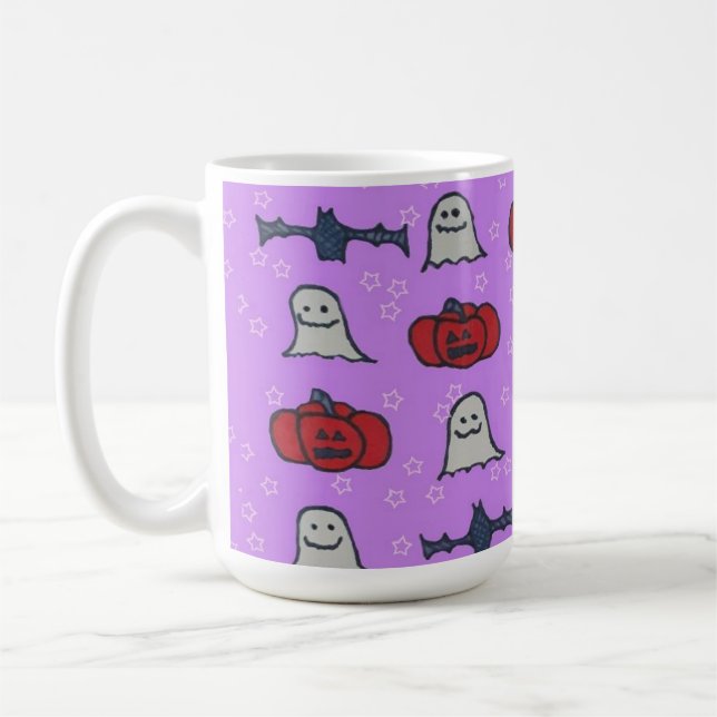 Mug Purple Halloween Fun Print (Gauche)