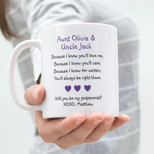 Mug Purple Hearts Tu Seras Mes Godparents Poème Photo