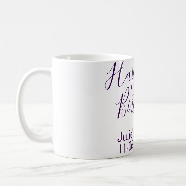 Mug Purple heureux 21e anniversaire nom date Porte - c (Gauche)